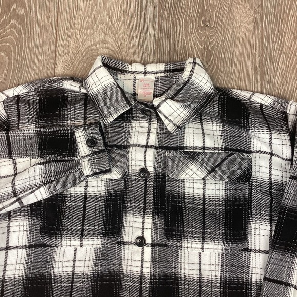 No Boundaries‎ Button Up Shirt Black White Men's XL Flannel - Picture 1 of 5